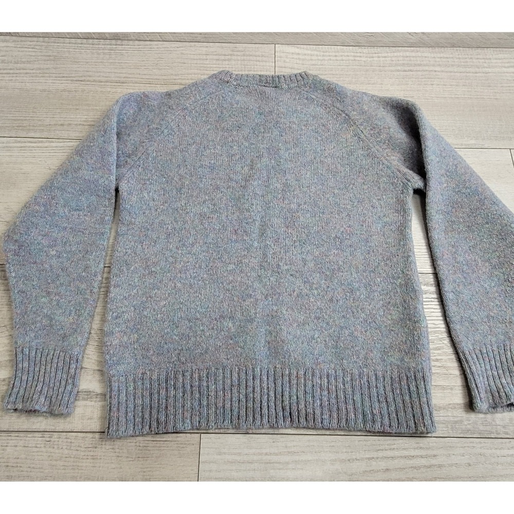 🐑Vintage Lands End Sweater Men M Blue Gray Shetland Wool Crewneck Made England - Picture 6 of 11